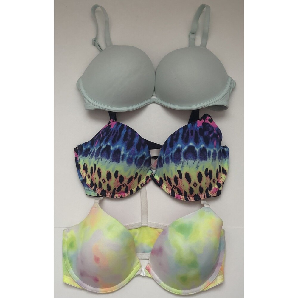 Lot of 3 Womens Victorias Secret VS PINK Wear Everywhere Push Up Bras Sz 34D